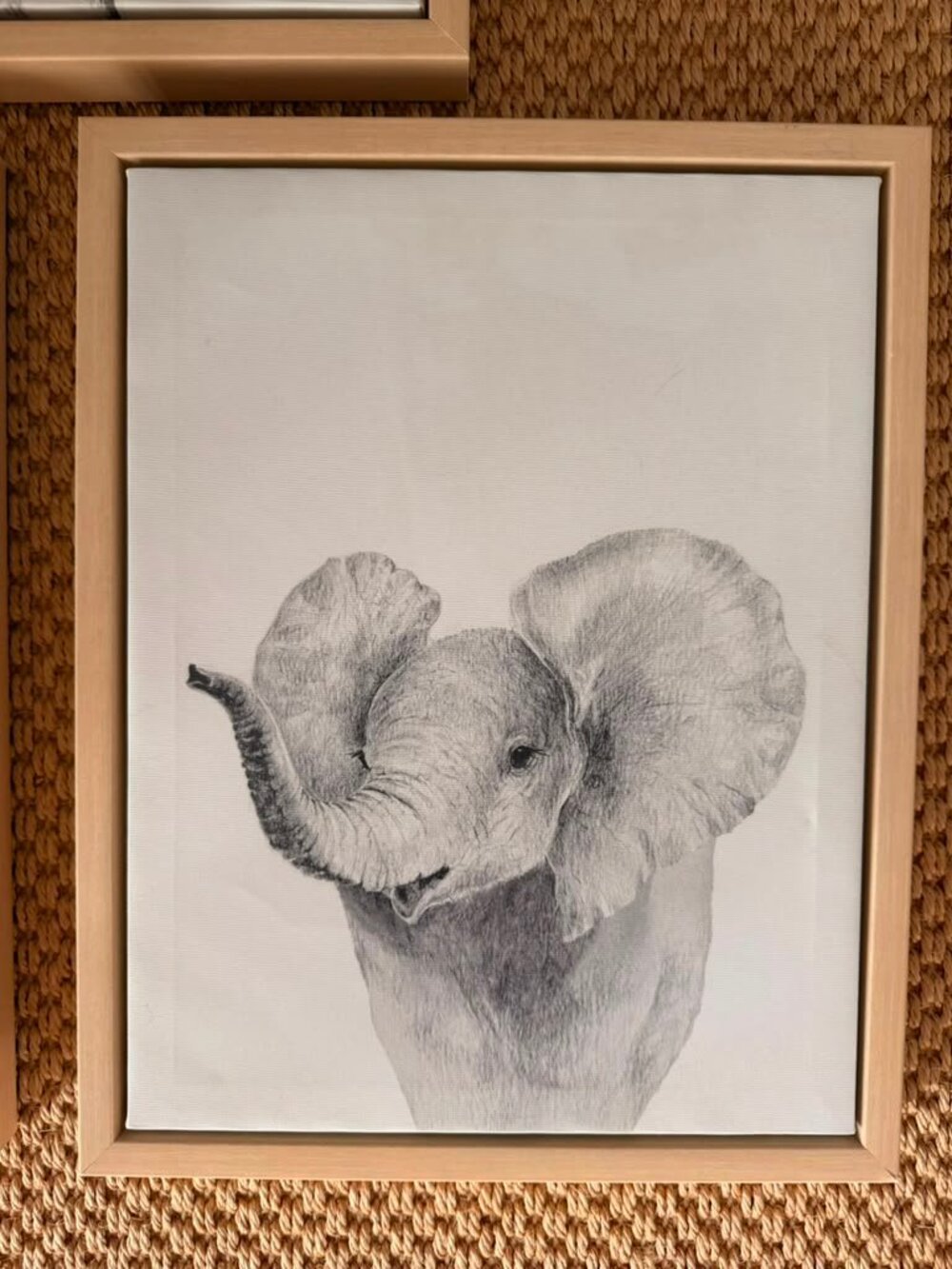 Baby Animal Framed Canvas Wall Art Set Elephant Giraffe Hedgehog 11x14 - Picture 6 of 13